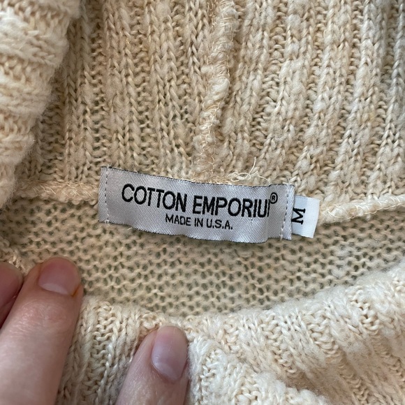 COTTON EMPORIUM Cowl Neck Turtleneck Dolman Sleeve Knit Oatmeal lightweight - Picture 4 of 4